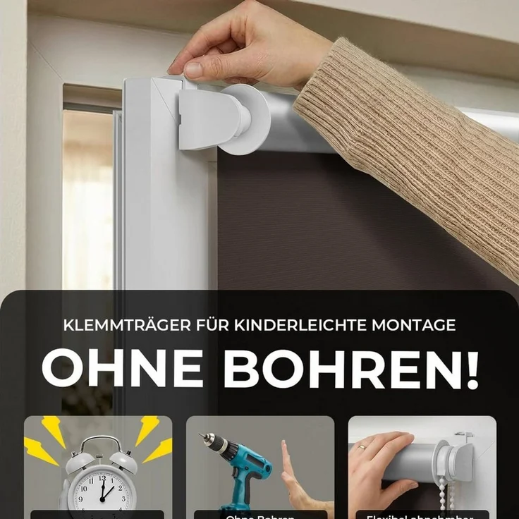 Verdunklungsrollo Klemmfix Tenebra Verdunkelungsrollo-Thermorollo 90x160 cm dunkelbraun, Victoria M, blickdicht, ohne Bohren, in Führungsschienen, Klemmfix, Thermo – Isolierung, Mit Magnet – Bild 4