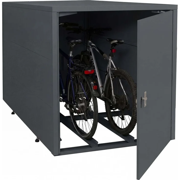 2er-Fahrradgarage HWC-P93, Fahrradunterstand Fahrradbox Bikebox, abschließbar verzinkter Stahl 123x113x208cm ~ anthrazit – Bild 7