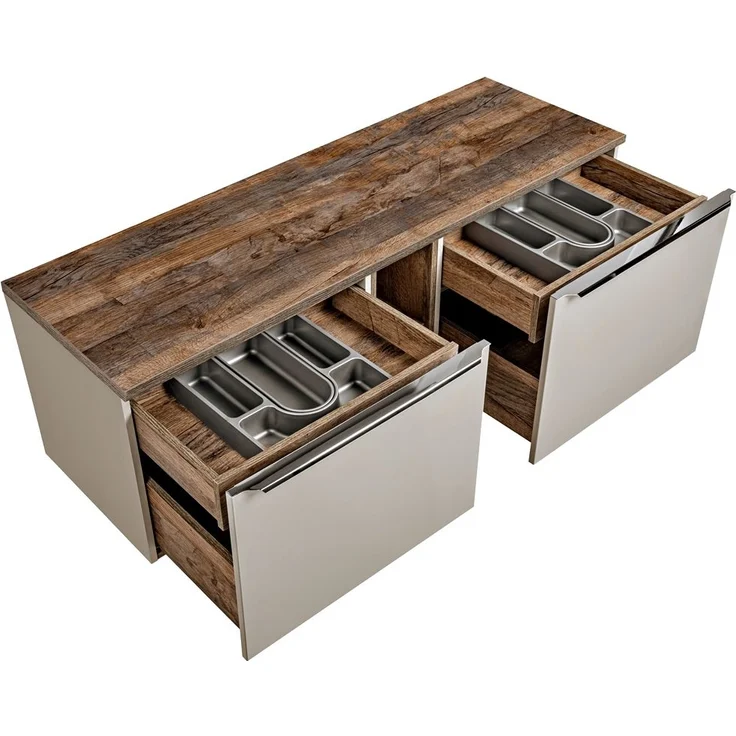 Lomadox 'Puebla' Waschbeckenschrank, Holz taupe, Vintage Oak, 48,5 x 46 x 140,4 cm – Bild 3