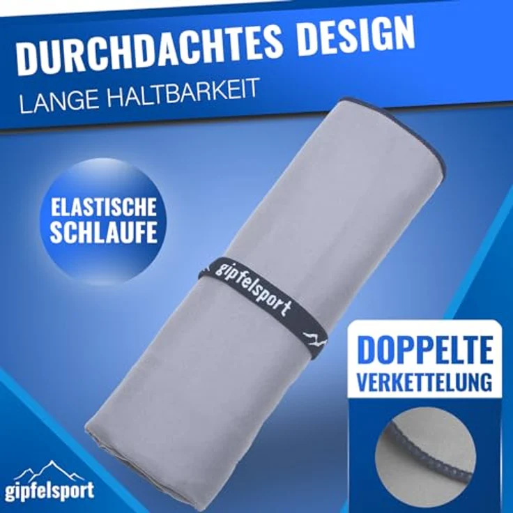 gipfelsport Mikrofaser Handtuch Set - für Sauna, Fitness, Sport I Strandtuch, Sporthandtuch I Grau XL: 180x80 – Bild 8