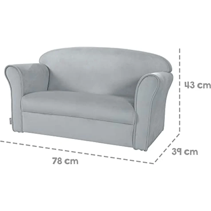roba Kindersofa 'Lil Sofa' mit Armlehnen - Bequeme Kindercouch mit Samtstoff - Silbergrau – Bild 4