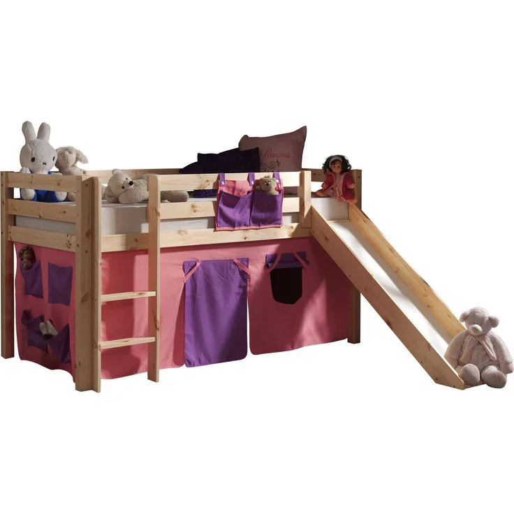 Spielbett Pino mit Rutsche und Textilset "Bella"