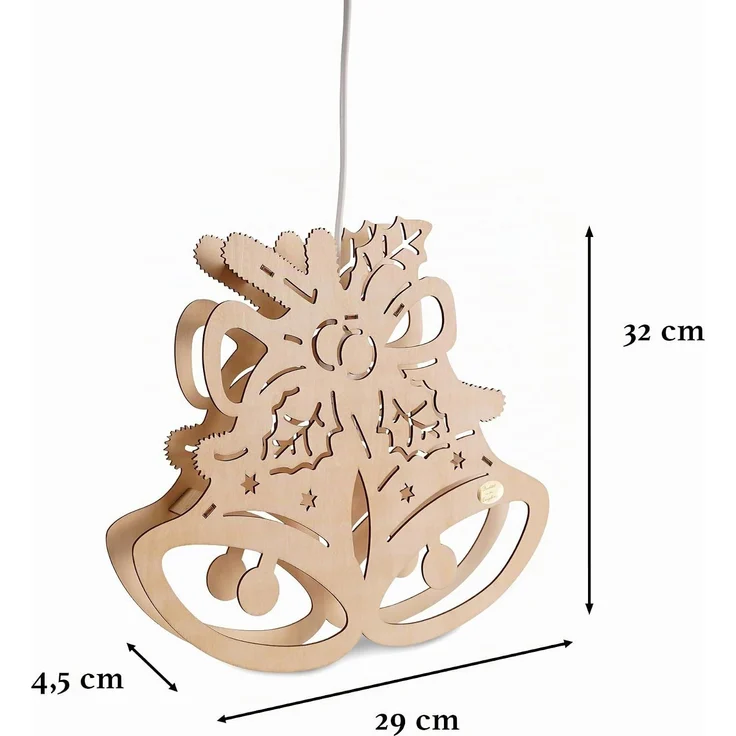 Saico LED-Fensterbild Glocke Holz 32 cm warmweiß natur – Bild 2