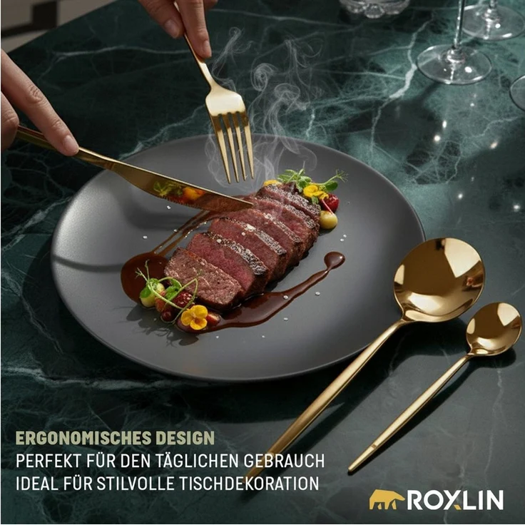 Roxlin Besteck-Set 30-teiliges Edelstahl-Besteckset modern & elegant 4 Farbe – Bild 3