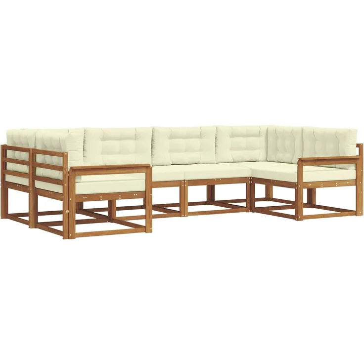 vidaXL Outdoor-Sofagarnitur 6 stk. 6-Sitzer Natur und Creme 3368058 – Bild 2