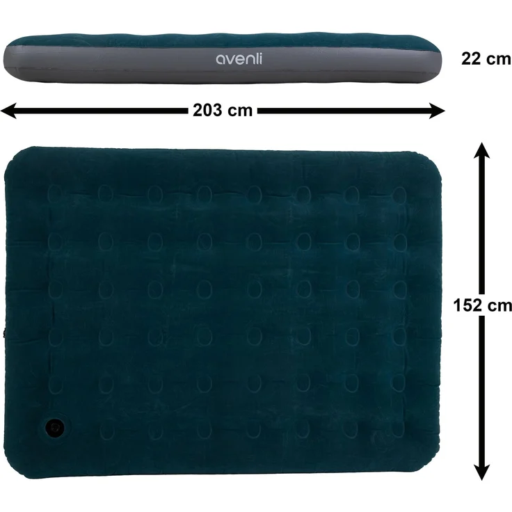 Avenli Luftmatratze Camping CloudCoil grün mit eingebauter Fußpumpe 203x152x22cm – Bild 5