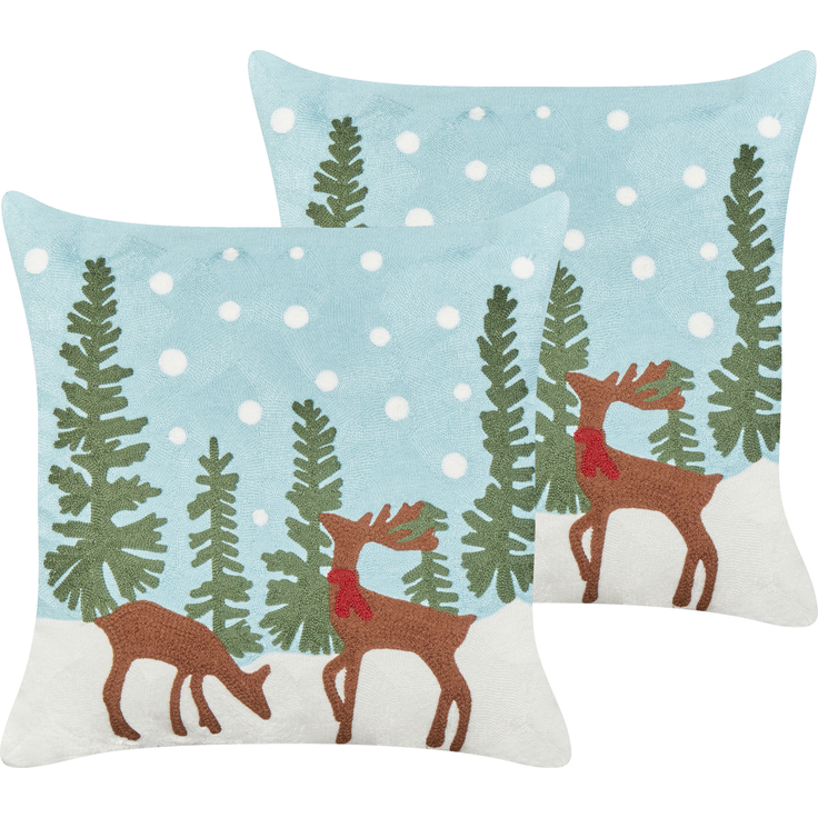 Dekokissen 2er Set PEPPERMINT Baumwolle 45 x 45 cm Hellblau