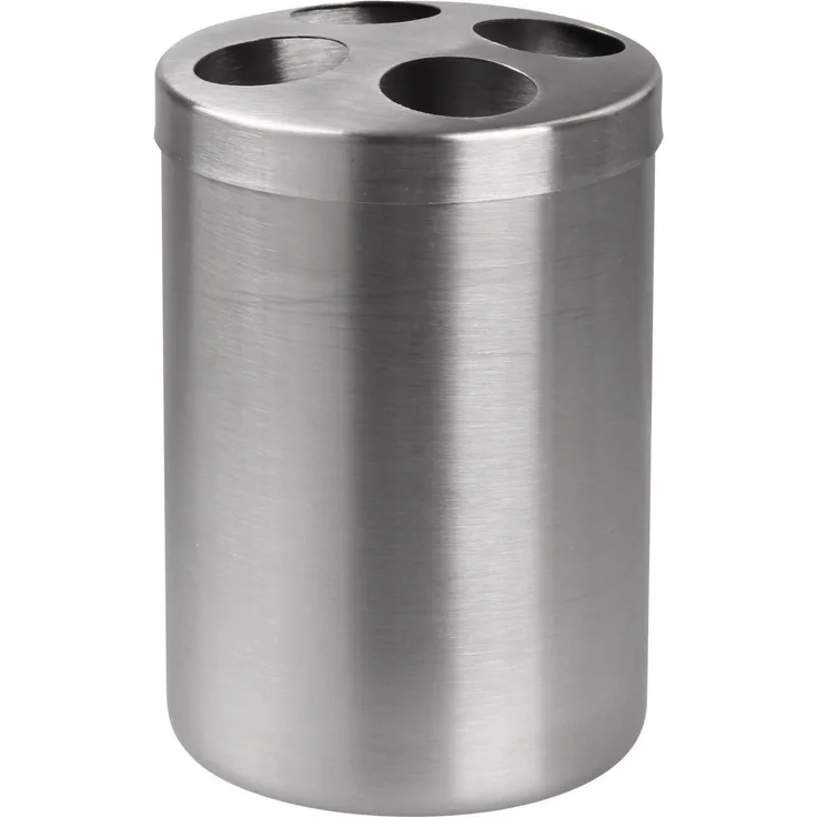 FACKELMANN Zahnputzbecher, Chrom matt, für 4 Zahnbürsten, Edelstahl