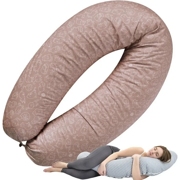SEI Design Stillkissen Stillkissen XXL Mikroperlen Seitenschläferkissen Babynestchen 190x30, Schwangerschaftskissen mit Bezug, Schwangerschaftskissen mit Bezug, Babynest XXL ist als Bettschlange & Bettumrandung verwendbar