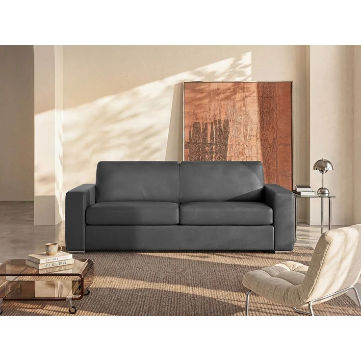 Vente-unique - CALITO - Schlafsofa - Plastik - Kunststoff (PVC), Metall - Grau - 194 x 223 x 85 cm – Bild 2