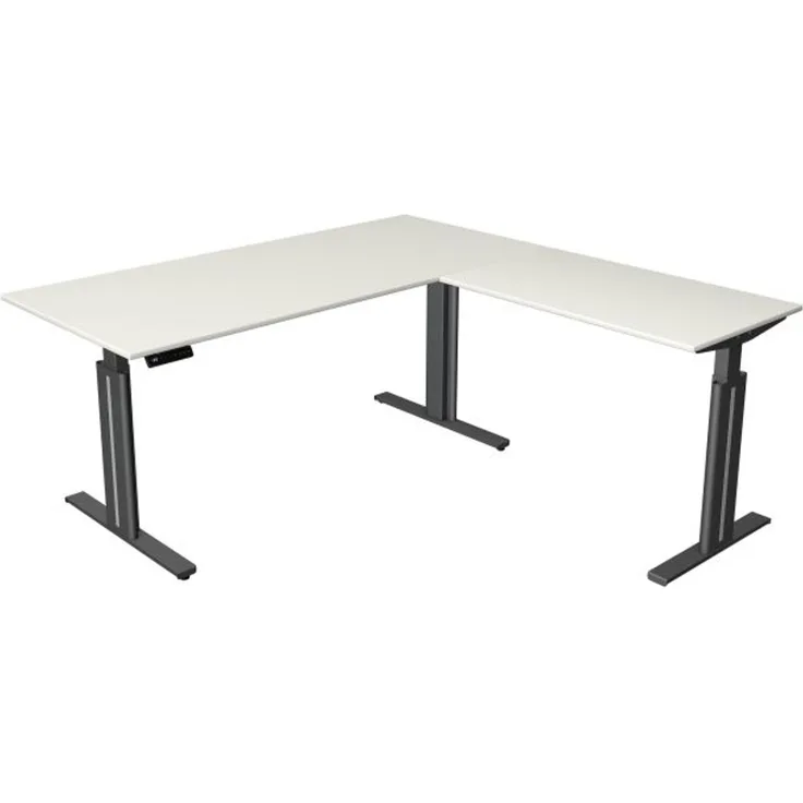 Kerkmann Schreibtisch Sitz- /Stehtisch Move 3 elegantt 180x180x72-120 cm mit Anbautisch Weiß