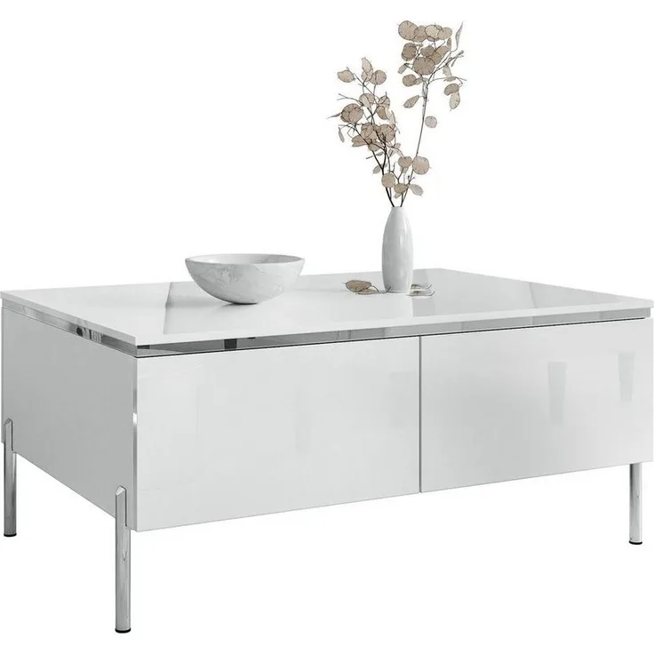 Lookway Couchtisch AURORA SILVER mit Stauraum (1x Tisch), Breite: 90 cm