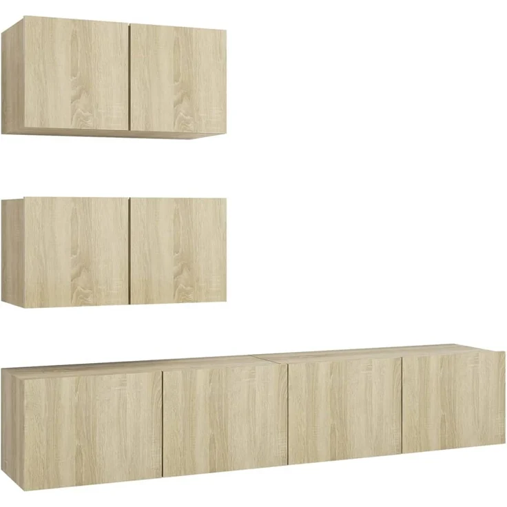 4-tlg. TV-Schrank, TV Board Sonoma-Eiche Holzwerkstoff – Bild 2