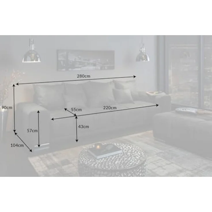 riess-ambiente Big-Sofa ELEGANCIA 285cm grau, Einzelartikel 1 Teile, XXL Couch · Microfaser · mit Federkern · inkl. Kissen · Design – Bild 3