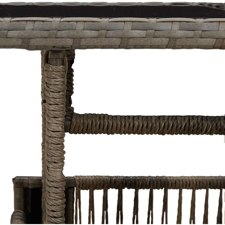 vidaXL Gartentisch Grau 100 x 55 x 37 cm PE Rattan und Glas 42035137 – Bild 8