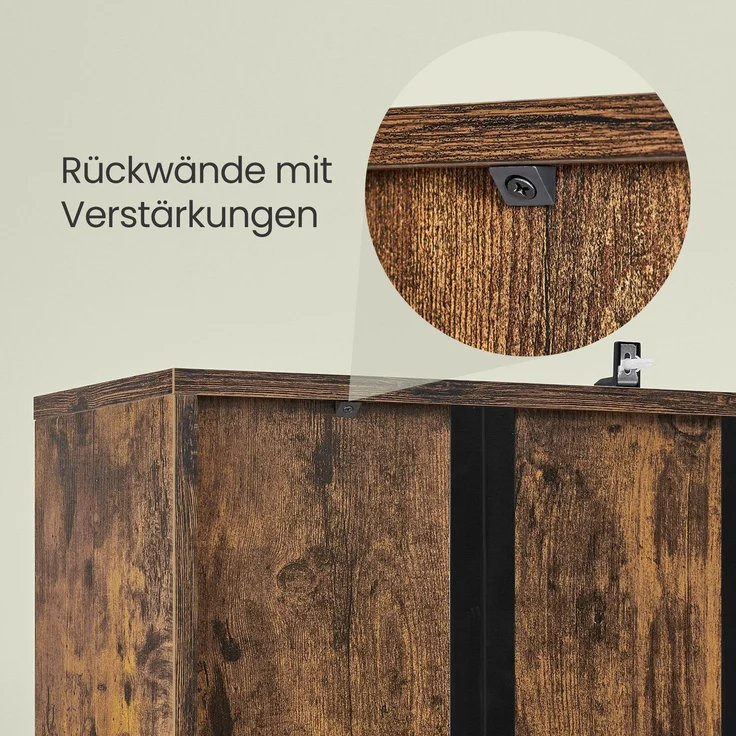 Bücherregal, 6-stöckiges hohes Regal, Standregal mit Türen und offenen Fächern, vielseitig einsetzbar – Bild 4