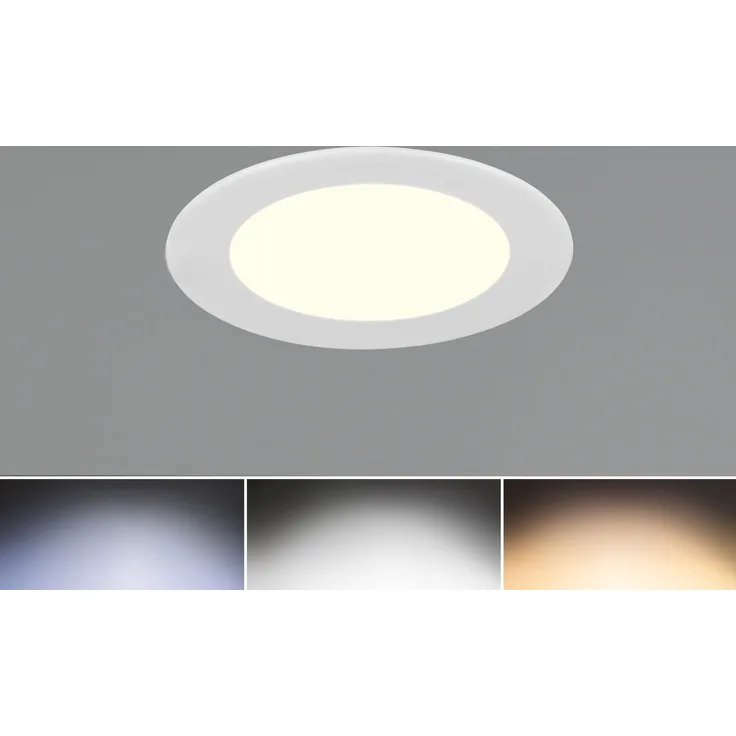 LED Einbaustrahler KIBO 230V mit 3 Lichtfarben inklusive Tageslichtweiß, Ø 12cm