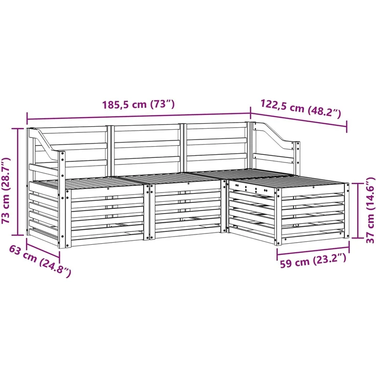 vidaXL Outdoor-Sofagarnitur 4 stk. 4-Sitzer Weiß Massivholz Akazie 3391649 – Bild 7