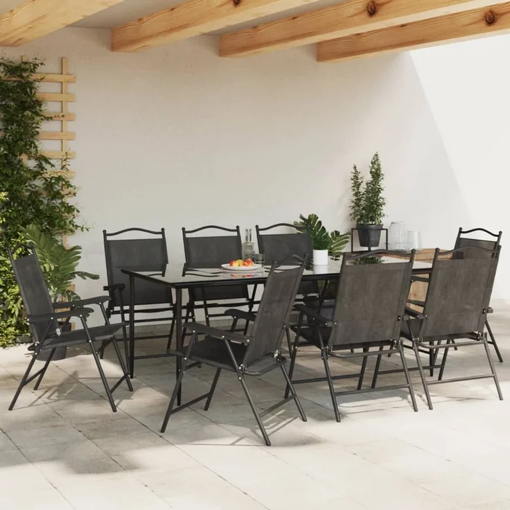 vidaXL Klappbare Gartenstühle 8 Stk. Graumeliert Stahl und Textilene 3157288 – Bild 3