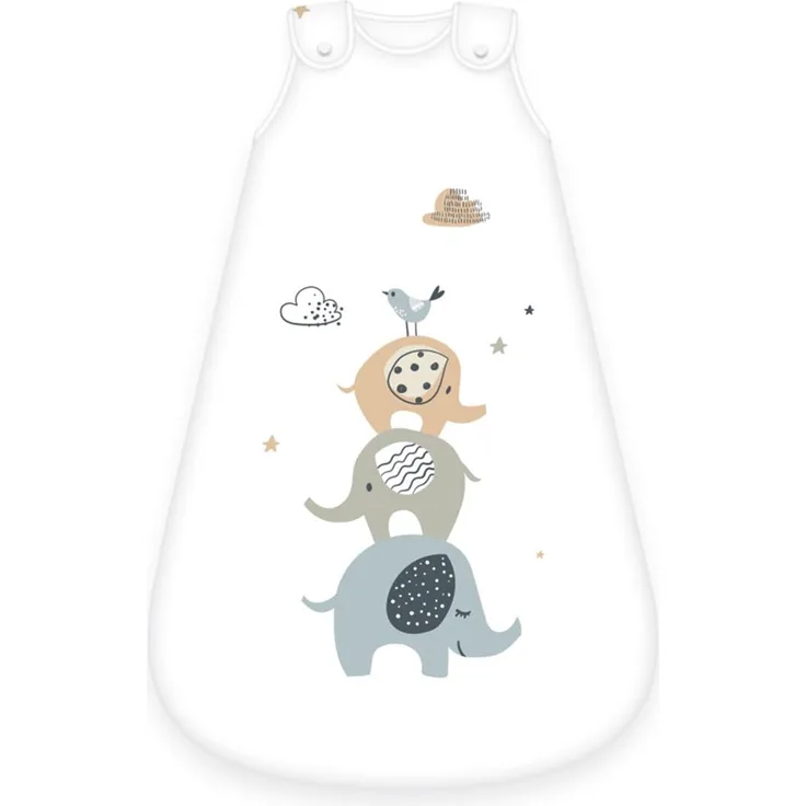 Herding babybest Baby-Schlafsack, Elephants, 70 cm, Seitlich umlaufender Reißverschluss und Druckknöpfe