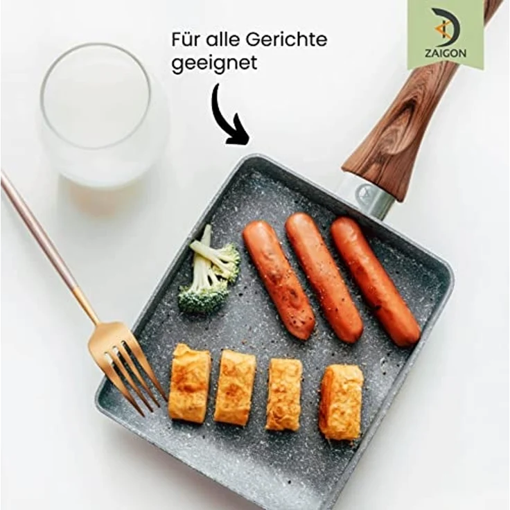 Zaigon All-in-One Tamagoyaki-Pfanne - 18x15 cm Antihaft-Omelettpfanne für japanische Omelettes - Spülmaschinen-/Induktionsgeeignet - Auch als kleine Pfanne für Tamago und Eiergerichte! – Bild 4
