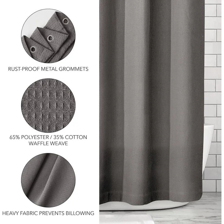 mDesign Luxus Duschvorhang Badewannenvorhang Waffelmuster Textil Grau – Bild 5