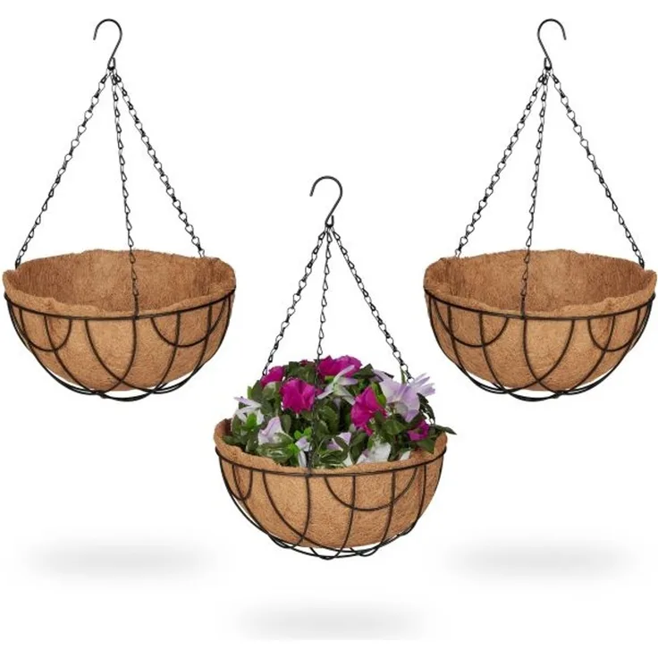 Blumenampel 3er Set mit Kokoseinlage 10041692