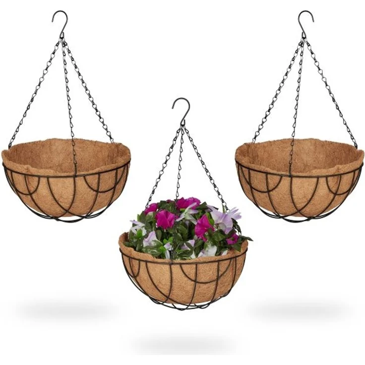 Blumenampel 3er Set mit Kokoseinlage 10041692 – Bild 1