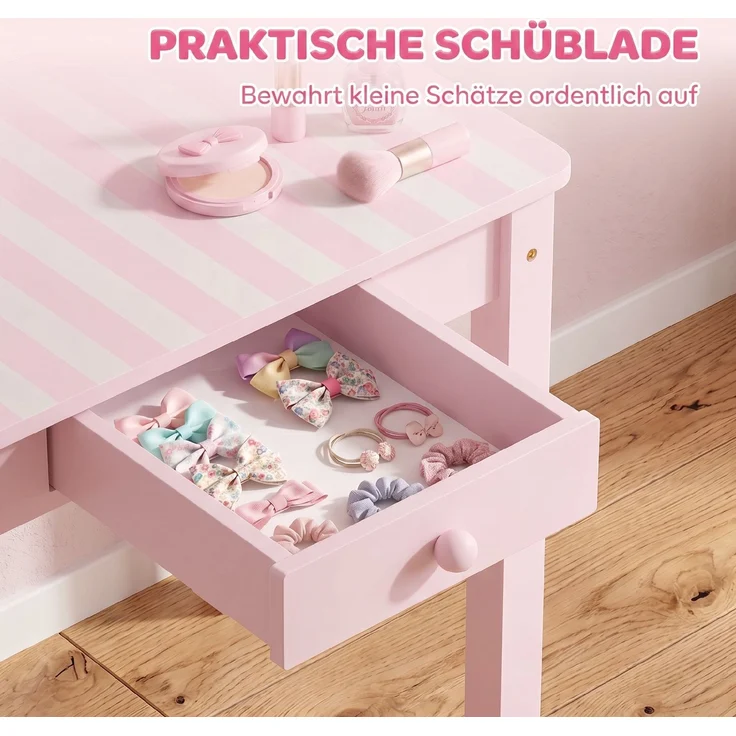 AIYAPLAY Kinder Schminktisch-Set, MDF, Acryl, Rosa, 55L x 34B x 82H cm – Bild 6