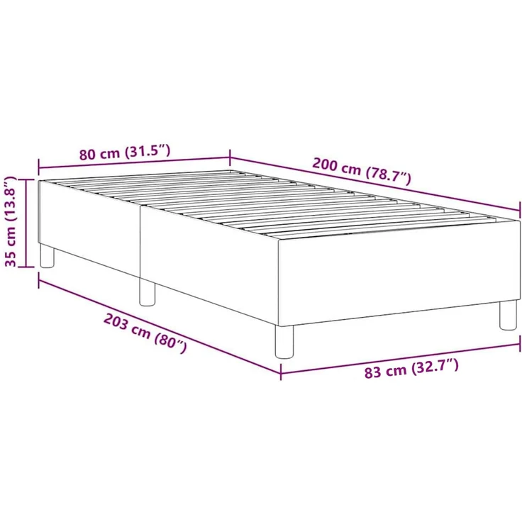 vidaXL Plattformbettgestell Dunkelgrau 80 x 200 cm Cordstoff 3337378 – Bild 10
