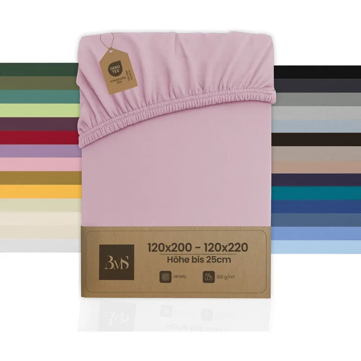 Jersey Spannbettlaken kreide rosa 120x200 cm Höhe bis 25cm