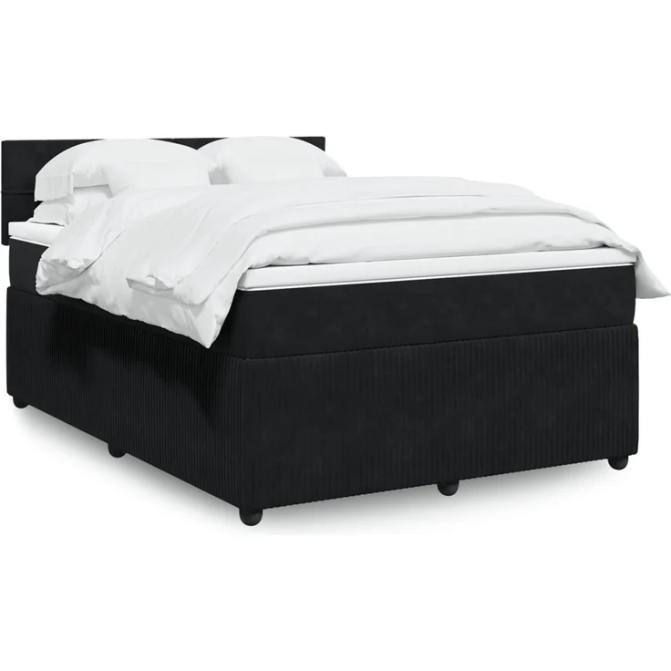 vidaXL Boxspringbett mit Matratze Schwarz 140x190 cm Samt 3287736 – Bild 1