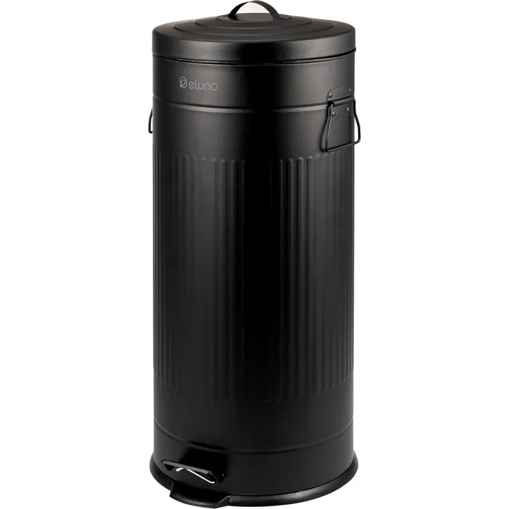 eluno Mülleimer 30 Liter Fassungsvermögen aus schwarzem Metall