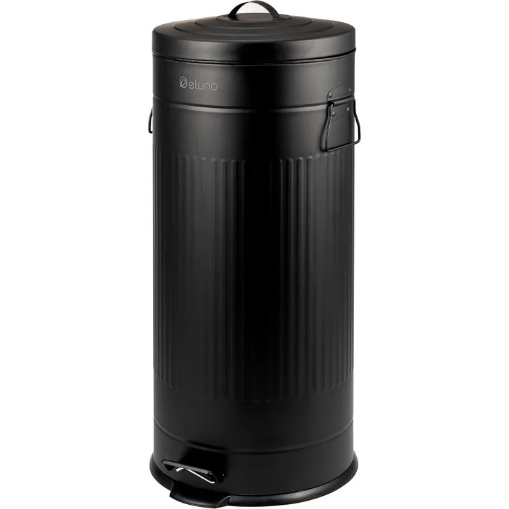 eluno Mülleimer 30 Liter Fassungsvermögen aus schwarzem Metall – Bild 1