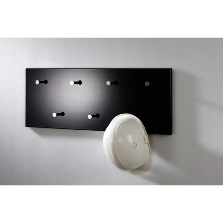 Haku Wandgarderobe mit 7 Haken für Jacken und Taschen, Hochglanz schwarz mit Chrom-Optik, MDF, 80x6x30 cm