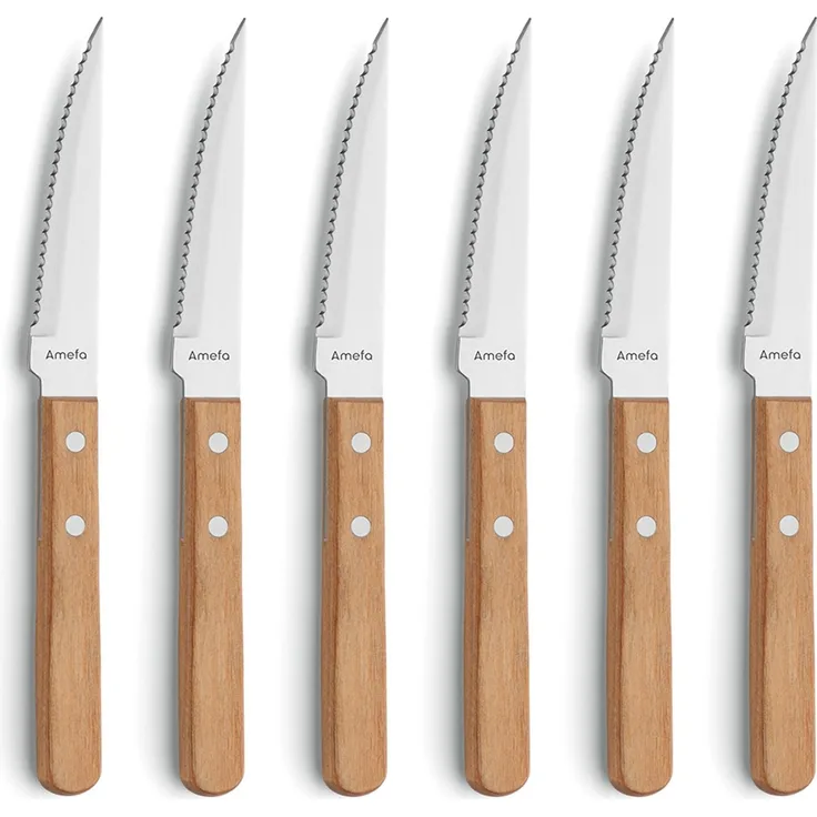 Amefa 'PIZZA' Steakmesser Set 6-teilig, Holz natur, 8 cm