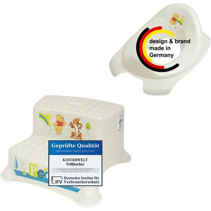 KiNDERWELT Tritthocker 2er Z Winnie Puuh perlweiß WC- Aufsatz + Hocker (2er Set) – Bild 1
