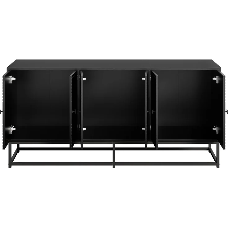 DESVIAE Sideboard mit 3 Doppeltürfächern 160x75,5x38 cm aus Spanplatte Schwarz – Bild 9
