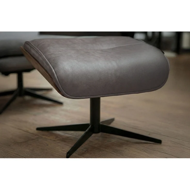 KAWOLA Relaxsessel FERREIRA Drehsessel Lederfaserstoff anthrazit mit Hocker 106 x 84 x 78 cm – Bild 6