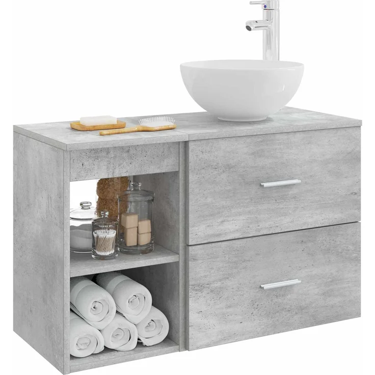 vidaXL Badezimmerschrank-Set 2 stk. Betongrau 79,5 x 35 x 80 cm 3403867 – Bild 3