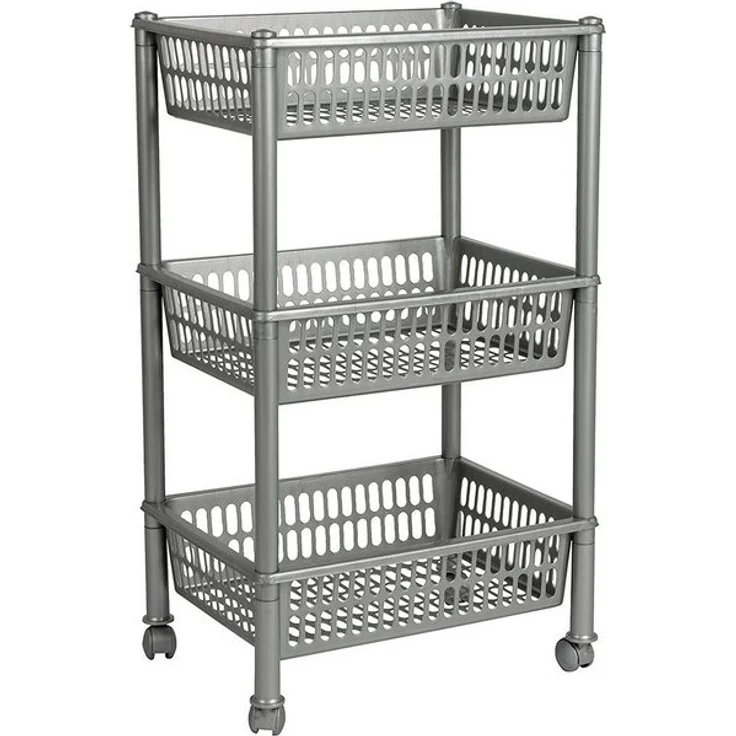 Plast Team Beistellwagen plast team Aufbewahrungs-Trolley, mit 3 Körben, silber – Bild 2