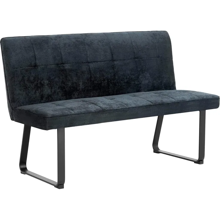 byLIVING Bank Talea / Moderne Sitzbank mit einem Webstoff-Bezug in dunkelgrau / Metall Gestell schwarz pulverbeschichtet / Bank mit Rückenlehne / B 140, H 92, T 59 cm