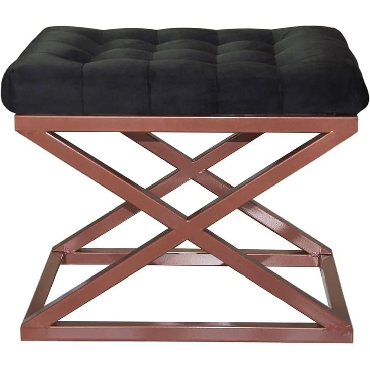Hanah Home 'Capraz - Copper, Black' Pouffe, Kupfer / Schwarz, 50 x 42 x 40 cm – Bild 1
