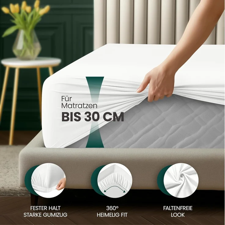 Utopia Bedding - Spannbettlaken 160x200 cm Bis 30 cm - Weiß - Gebürstete Mikrofaser Spannbetttuch - Oeko Tex Standard 100 – Bild 4