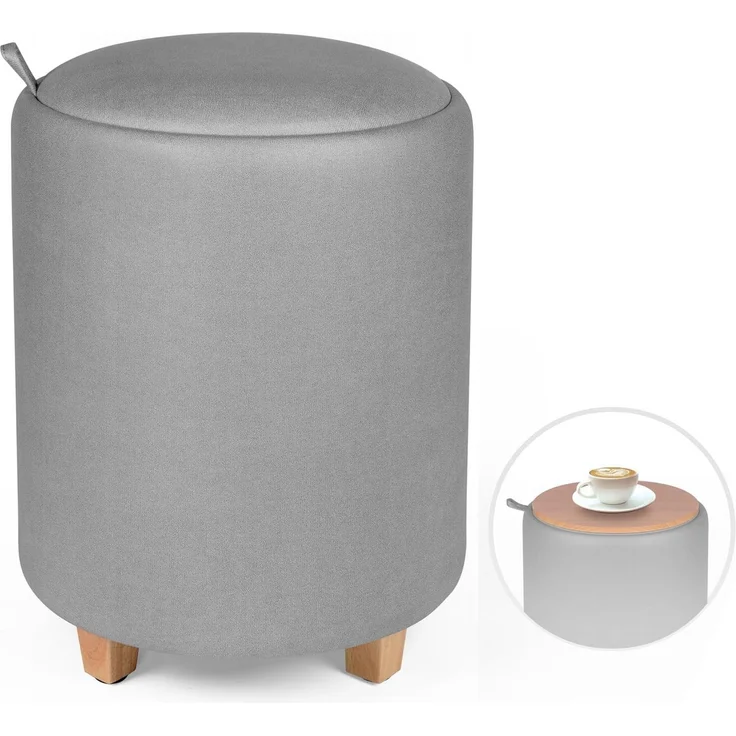 Zedelmaier Sitzhocker rund Hocker Zylindrischer Samthocker Fußbank (Set), Fußbank Hocker ohne Stauraum – Bild 5