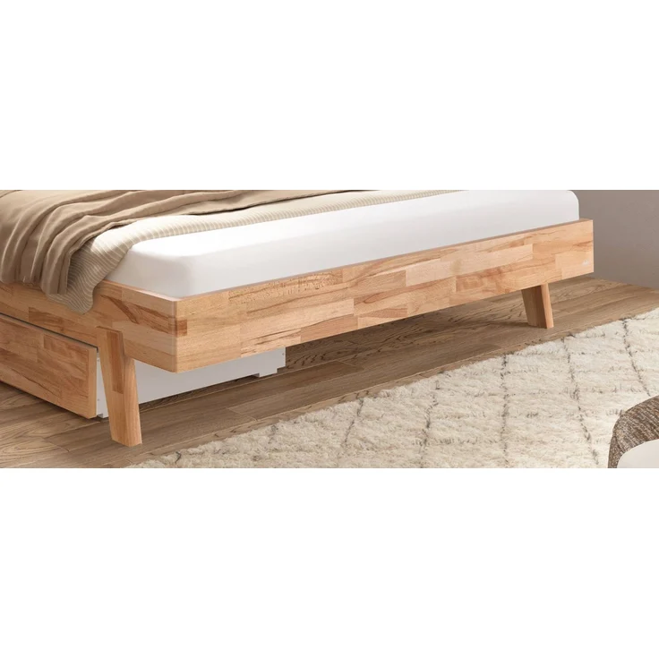Hasena Massivholzbett Molino Kernbuche natur, kopfteillos 100x200 cm, Komforthöhe 25 cm – Bild 3