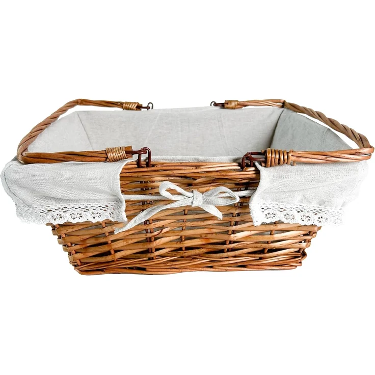 Kobolo Dekokorb Weidenkorb Korb - Klapphenkel - mit Leinentextil, in Handarbeit hergestellt – Bild 6