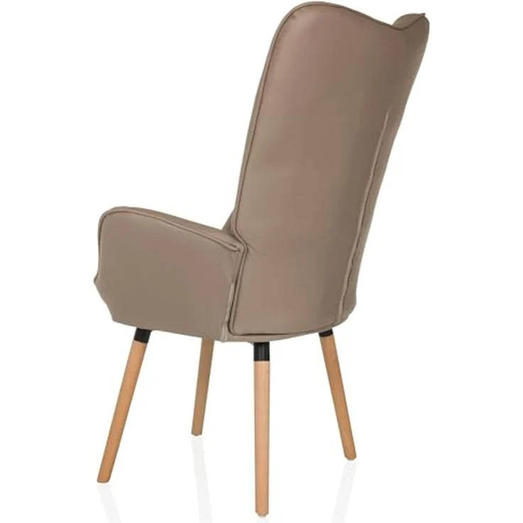 hjh LIVING Ohrensessel in Velour-Optik HAVENIO I Sessel für Wohnzimmer Schlafzimmer, Polsterstuhl mit Holzbeinen, Stoff Braun – Bild 10