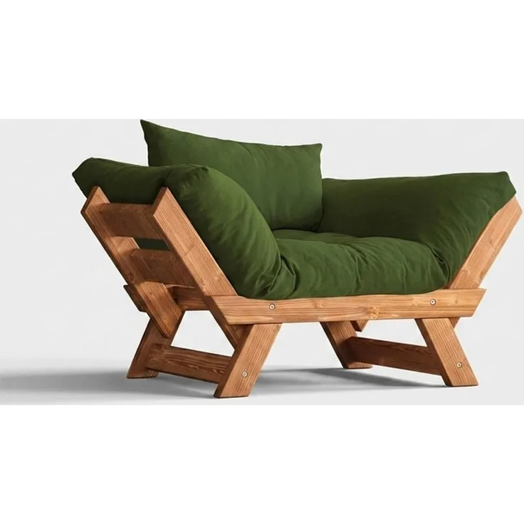 Skye Decor 'CPT8160-140' Garten-Sessel, Teak / Grün, 108-140 x 75 cm