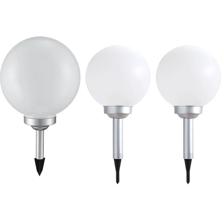 3er Set LED Außen Solarleuchten, Kugel weiß, 15 und 20 cm – Bild 1